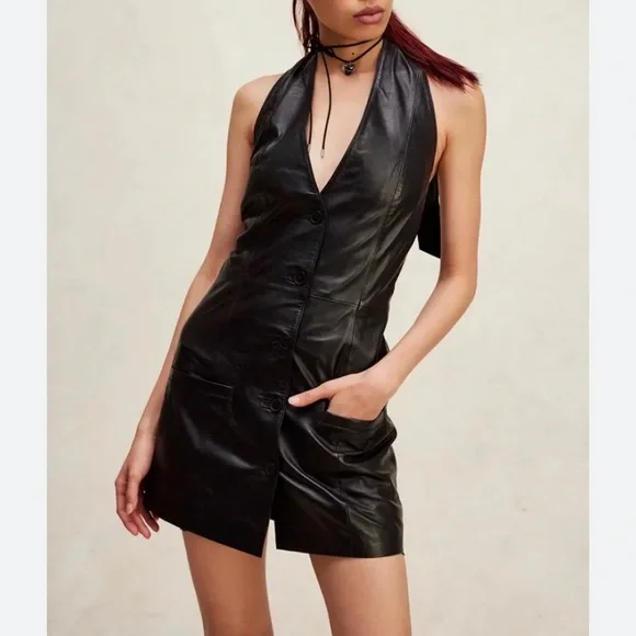 make it sexy faux leather midi dress - brown Bebe Women's Laux Leather Bustier Midi Dress